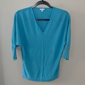 J. Jill Womens Linen Blend Sweater V-Neck 3/4 Sleeve